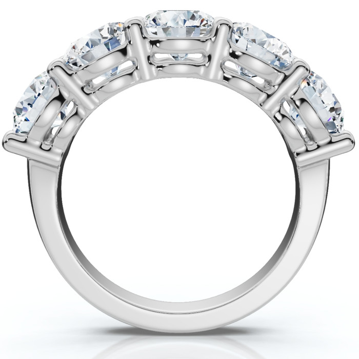 1 - 6.50Ct Diamond Wedding Ring Five Stone Anniversary Band 14k Gold Lab Grown