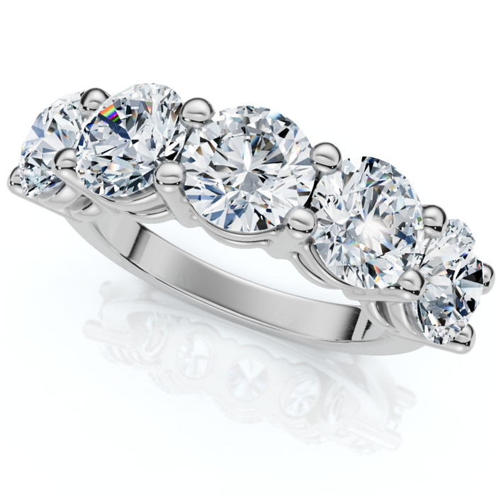 1 - 6.50Ct Diamond Wedding Ring Five Stone Anniversary Band 14k Gold Lab Grown