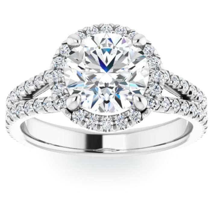 3Ct Diamond Halo Split Band Engagement Ring Lab Grown in White or Yellow Gold 3Ct Diamond Halo Split Band Engagement Ring Lab Grown in White or Yellow Gold