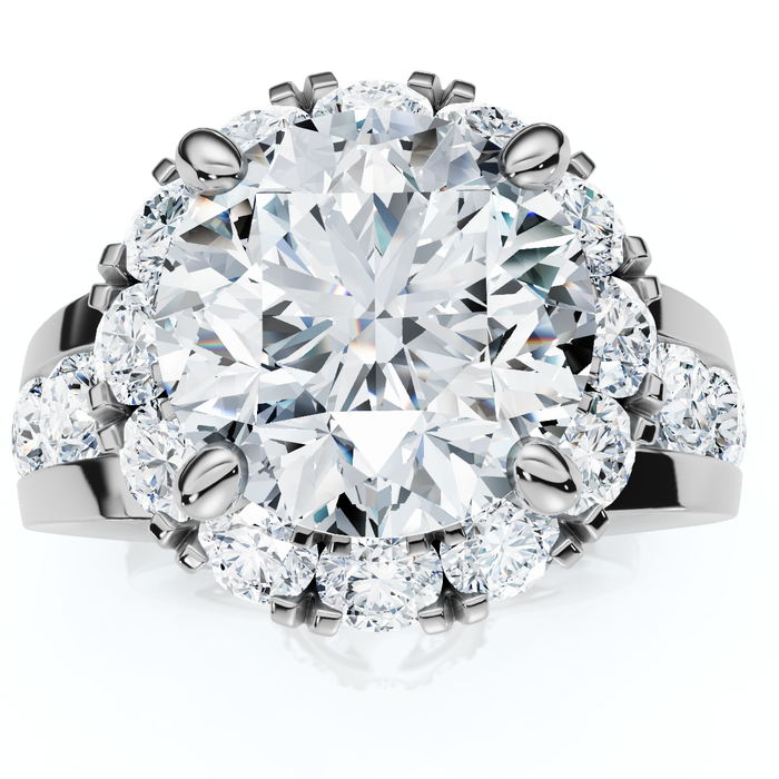 Certified 5Ct Lab Grown Diamond Halo Engagement Ring 14k White Gold