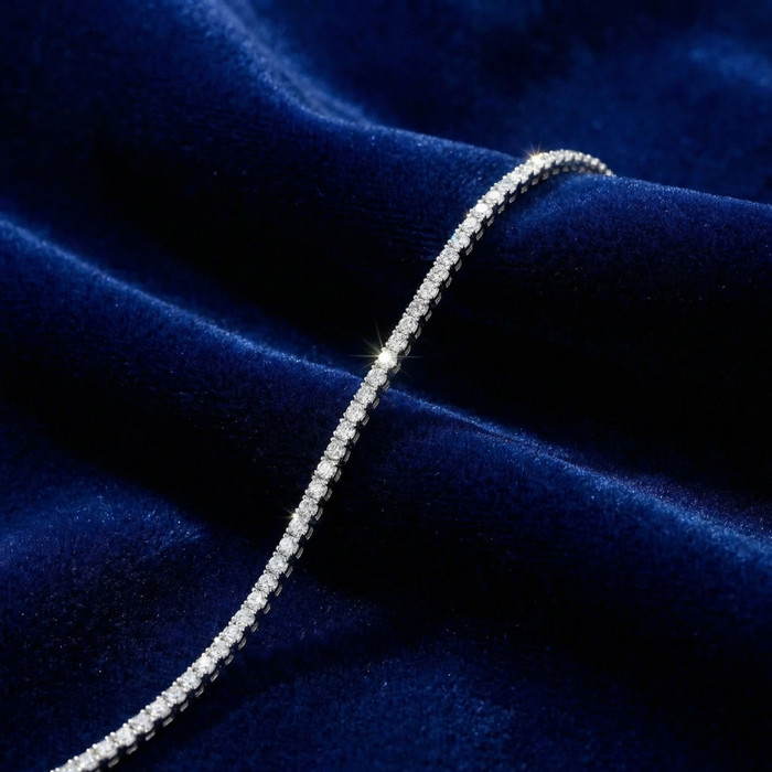 3 Carat Round Cut Lab Grown Diamond Tennis Bracelet In 14k White Gold 7"