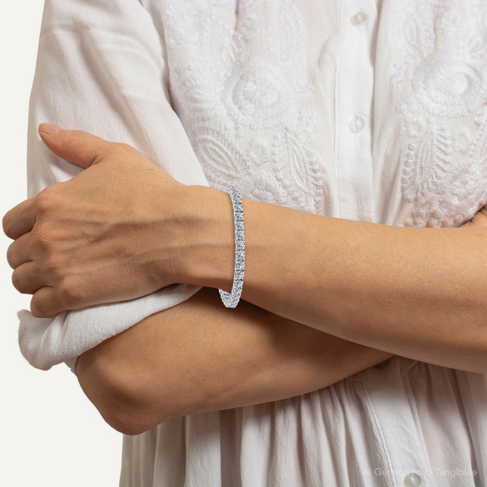 10 Ct Lab-Created Diamond Tennis Bracelet 14K White Gold 7"