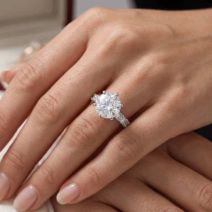 Certified 5 1/2Ct Diamond Eternity Engagement Ring 14k White Gold Lab Grown