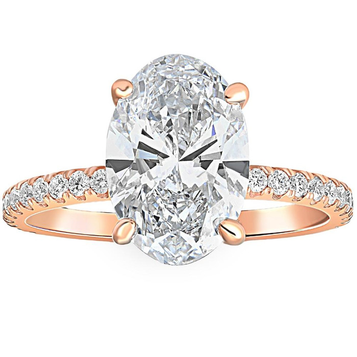 2 1/2Ct Oval Diamond Engagement Ring 14k Rose Gold Lab Grown