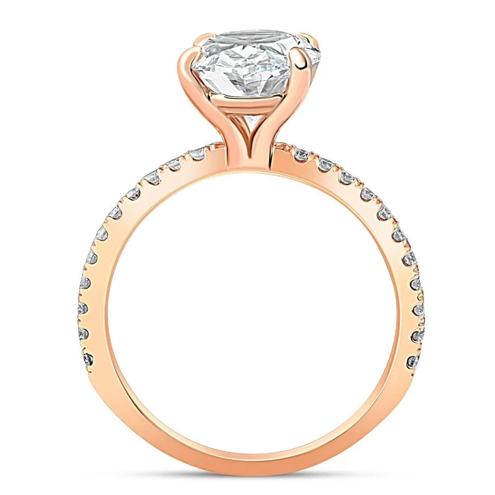 2 1/2Ct Oval Diamond Engagement Ring 14k Rose Gold Lab Grown