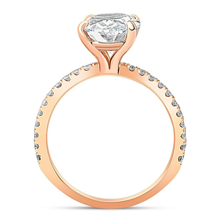 2 1/2Ct Oval Diamond Engagement Ring 14k Rose Gold Lab Grown