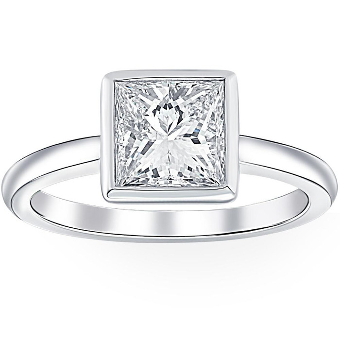 2 Ct Princess Cut Diamond Solitaire Bezel Engagement Ring Lab Grown White Gold 2 Ct Princess Cut Diamond Solitaire Bezel Engagement Ring Lab Grown White Gold