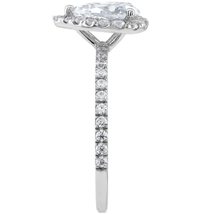 1 1/3Ct TW Pear Shape Halo Diamond Engagement Ring 14k White Gold Lab Grown 1 1/3Ct TW Pear Shape Halo Diamond Engagement Ring 14k White Gold Lab Grown