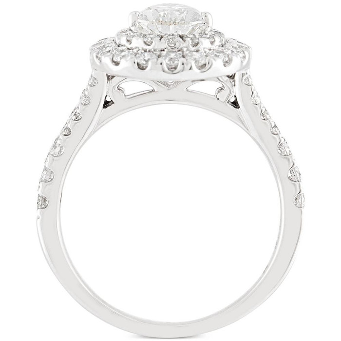 2 Ct TW Pear Shape Halo Diamond Engagement Ring 14k White Gold Lab Grown 2 Ct TW Pear Shape Halo Diamond Engagement Ring 14k White Gold Lab Grown