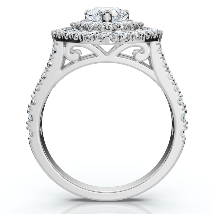 2 Ct TW Pear Shape Halo Diamond Engagement Ring 14k White Gold Lab Grown