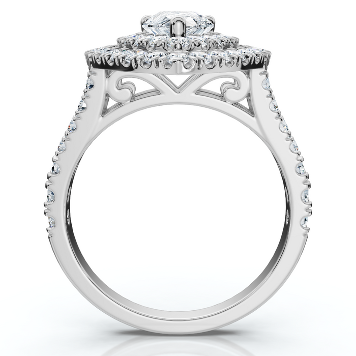 2 Ct TW Pear Shape Halo Diamond Engagement Ring 14k White Gold Lab Grown
