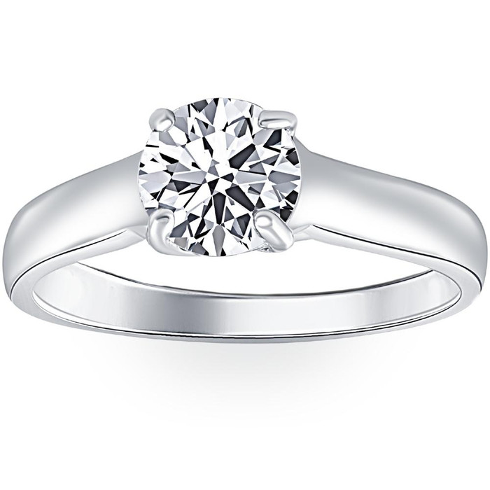 1 Ct Lab Grown Solitaire Round Cut Diamond Ring in 14k Gold