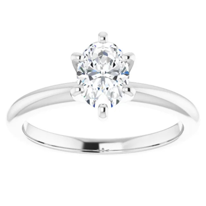 1/2 Ct Oval Solitaire Diamond Engagement Ring in Lab Grown