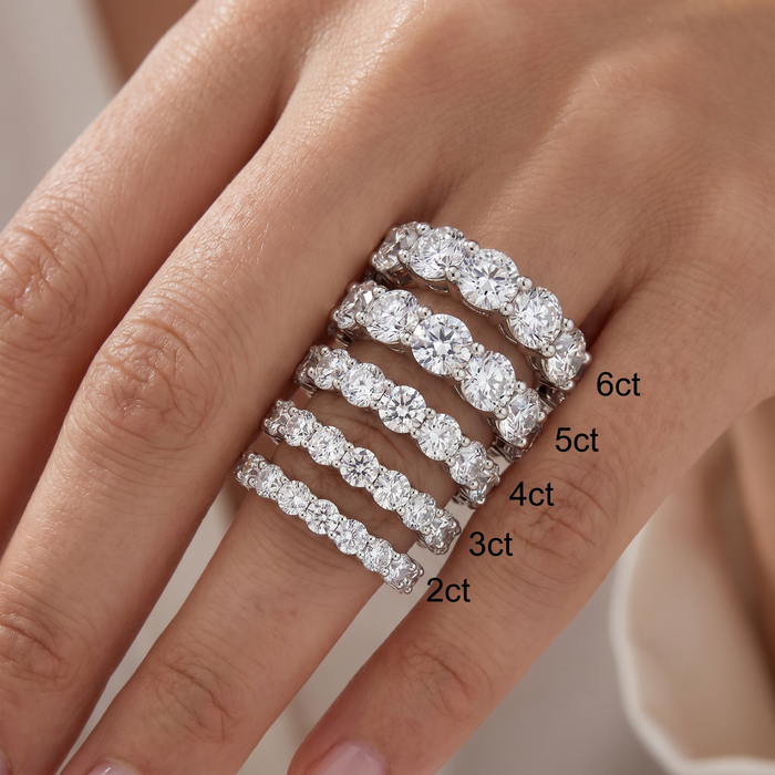 2 - 6Ct TW Diamond Eternity Ring 14k Gold Anniversary Lab Grown Wedding Band