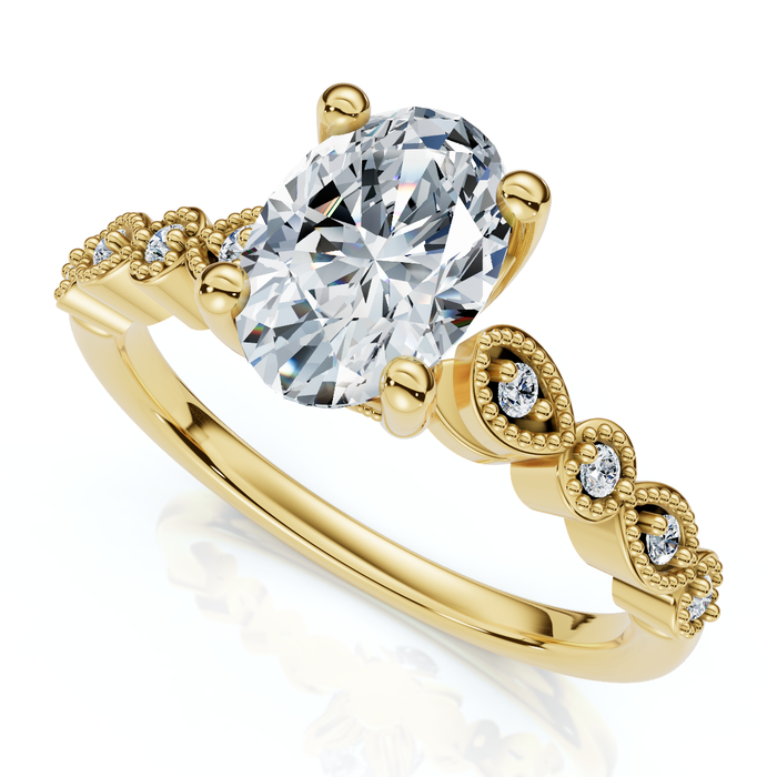 1.10 - 6.10Ct Oval Diamond Engagement Ring 14k Gold Lab Grown