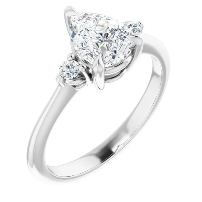 1 1/4Ct Pear Shape Lab Grown Diamond Engagement Ring White Yellow or Rose Gold
