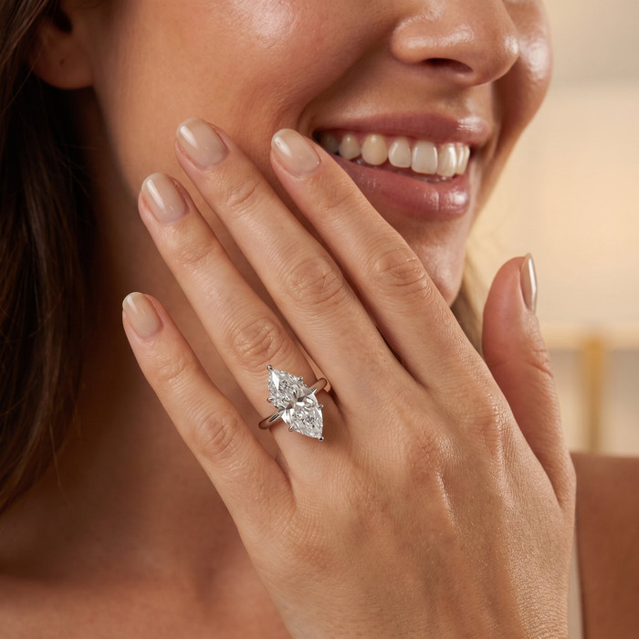Certified 6Ct Marquise Solitaire Diamond Engagement Ring Lab Grown
