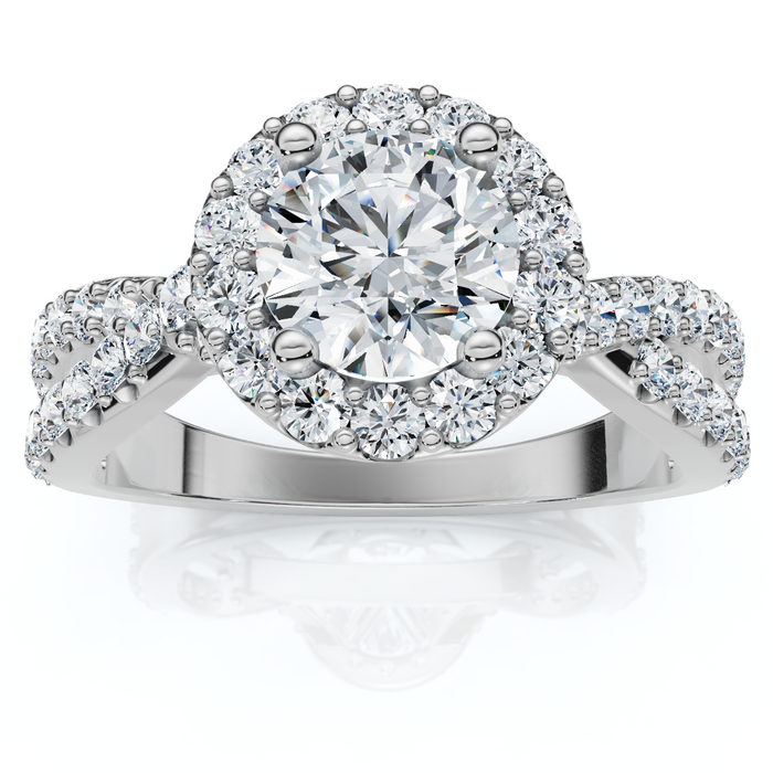 1 Ct Halo Intertwined EX3 Lab Grown DIamond Engagement Ring 14k White Gold