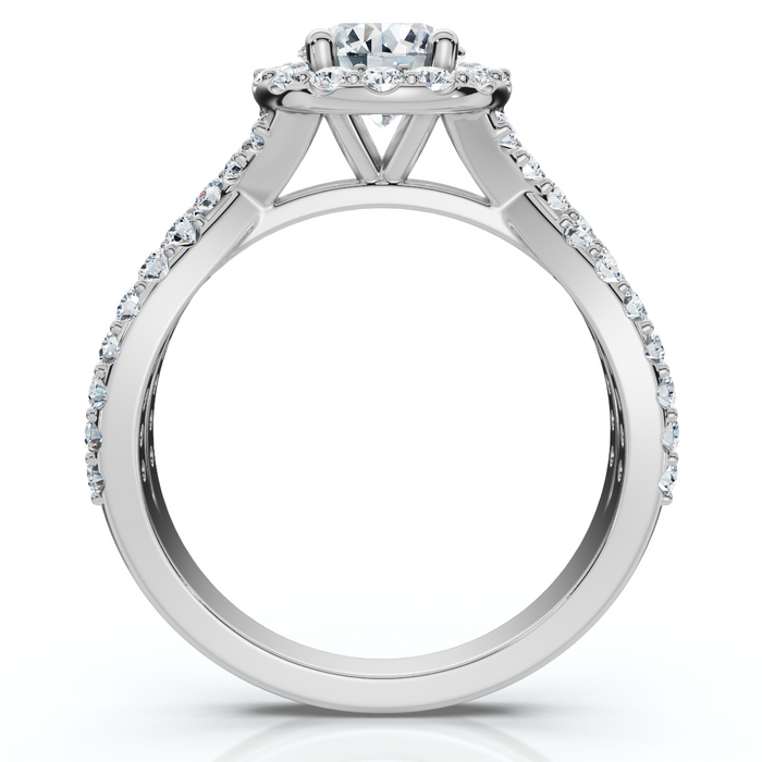 1 Ct Halo Intertwined EX3 Lab Grown DIamond Engagement Ring 14k White Gold