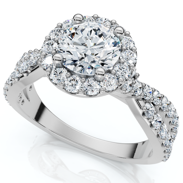 1 Ct Halo Intertwined EX3 Lab Grown DIamond Engagement Ring 14k White Gold