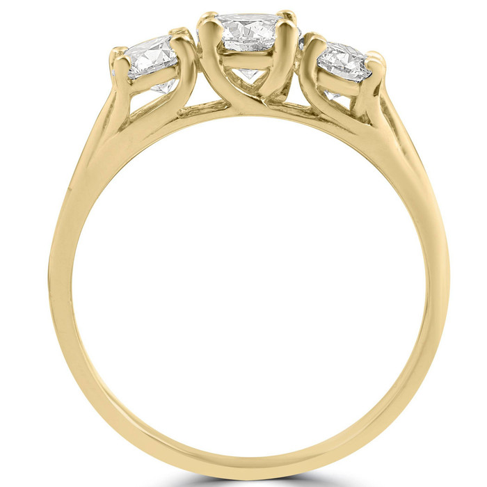 1 Ct Three Stone Lab Grown Diamond Engagement Ring 14k Yellow Gold