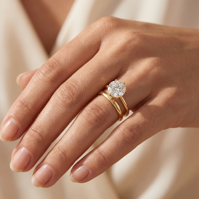 Certified 2CT Lab Grown Diamond Solitaire Engagement Ring 14k Yellow Gold