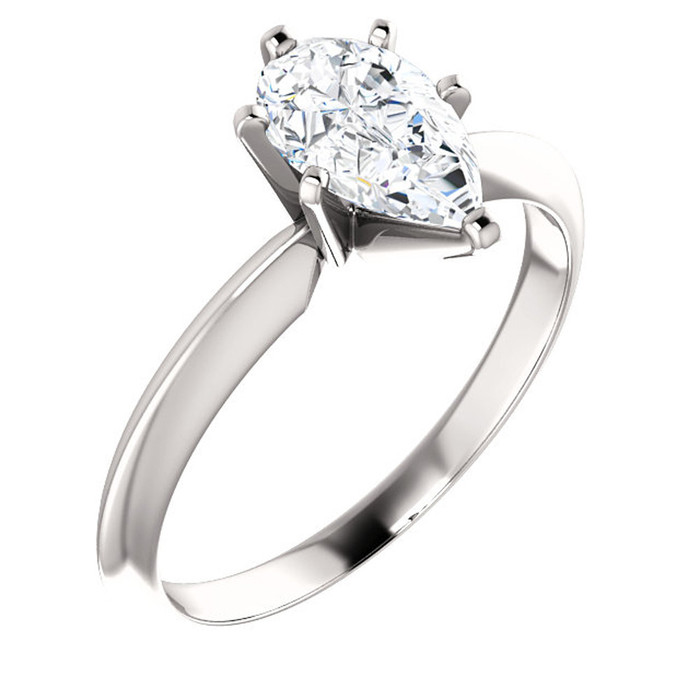 1 Ct Pear Shape Diamond Engagement Ring Lab Grown 14k White Gold 1 Ct Pear Shape Diamond Engagement Ring Lab Grown 14k White Gold