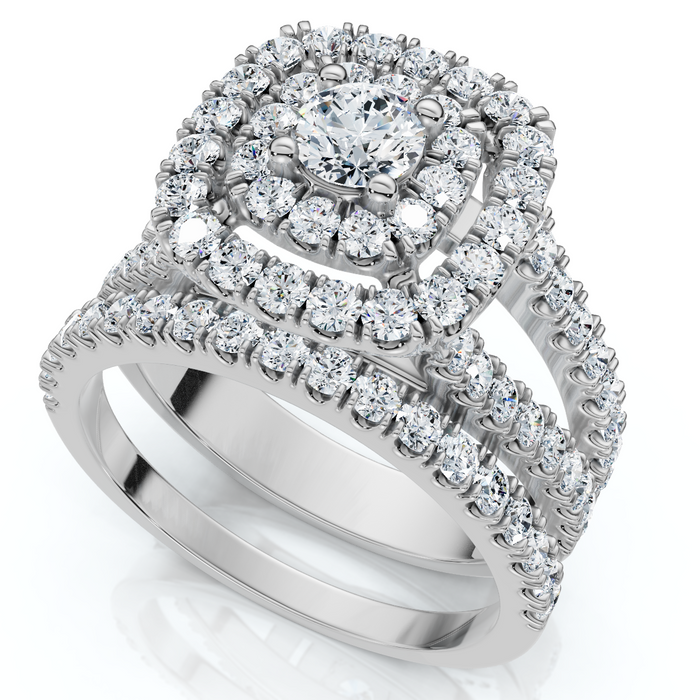 1Ct Lab Grown Diamond Cushion Halo Engagement Wedding Ring Set 10K White Gold 1Ct Lab Grown Diamond Cushion Halo Engagement Wedding Ring Set 10K White Gold