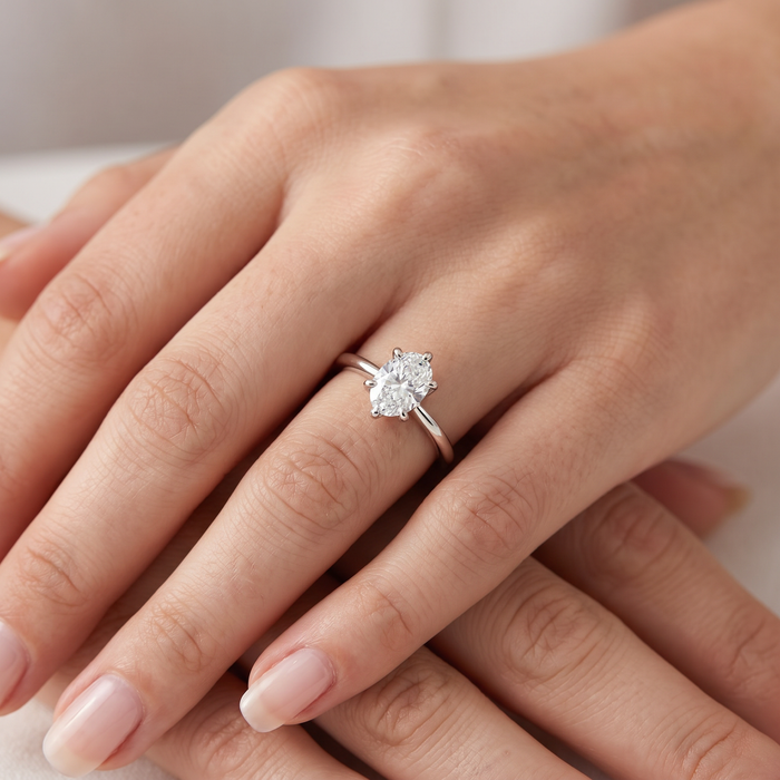 Platinum 1 Ct Oval Diamond Solitaire Engagement Ring Lab Grown