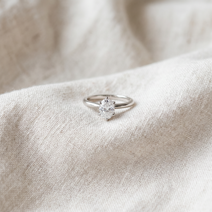 Platinum 1 Ct Oval Diamond Solitaire Engagement Ring Lab Grown