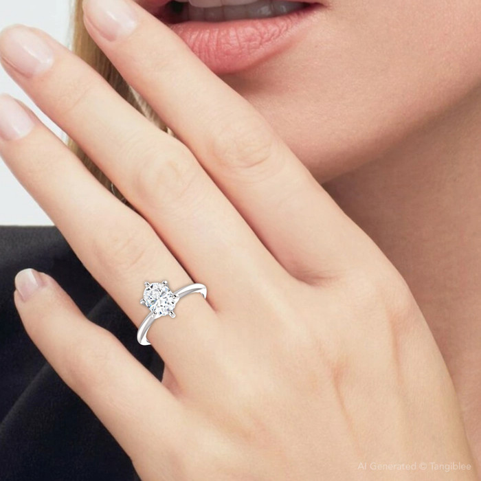 Platinum 1 Ct Oval Diamond Solitaire Engagement Ring Lab Grown
