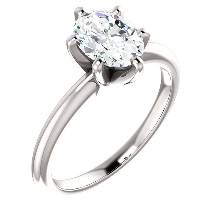 Platinum 1 Ct Oval Diamond Solitaire Engagement Ring Lab Grown