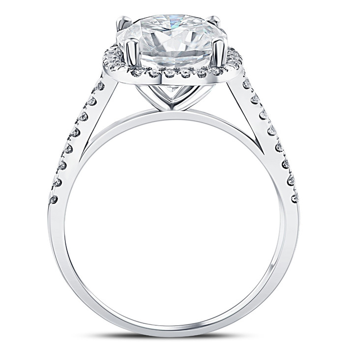 3 1/2 Ct Cushion Moissanite & Lab Diamond Engagement Halo Ring 10k White Gold