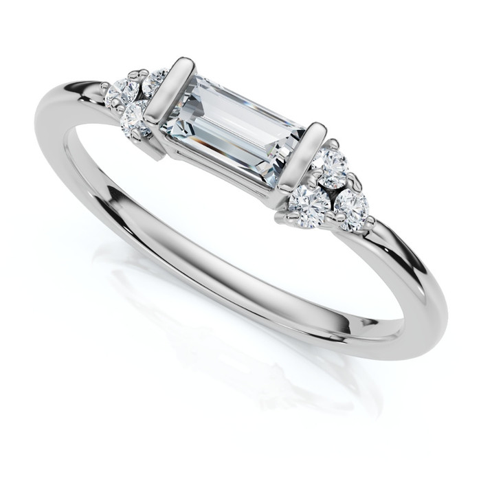 Emerald Diamond Stackable Wedding Ring Women Anniversary Band 14k Gold Lab Grown