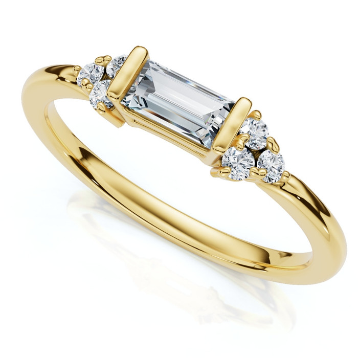 Emerald Diamond Stackable Wedding Ring Women Anniversary Band 14k Gold Lab Grown Emerald Diamond Stackable Wedding Ring Women Anniversary Band 14k Gold Lab Grown