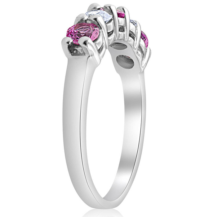 1Ct Pink Diamond 5-Stone Anniversary Wedding Ring 14k White Gold EX3 Lab Grown 1Ct Pink Diamond 5-Stone Anniversary Wedding Ring 14k White Gold EX3 Lab Grown