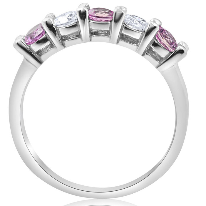 1Ct Pink Diamond 5-Stone Anniversary Wedding Ring 14k White Gold EX3 Lab Grown 1Ct Pink Diamond 5-Stone Anniversary Wedding Ring 14k White Gold EX3 Lab Grown