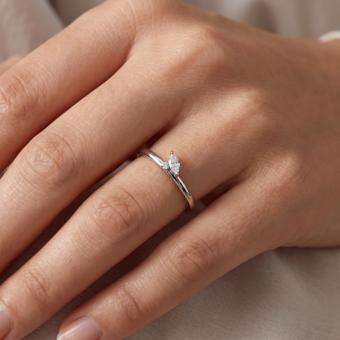 Marquise Diamond Stackable Wedding Ring Women's Anniversary Band 14k Gold