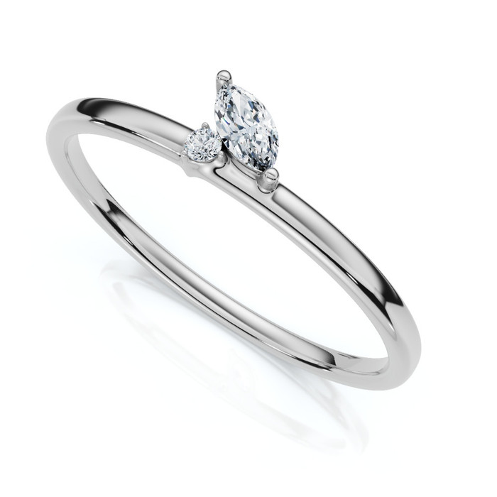 Marquise Diamond Stackable Wedding Ring Women's Anniversary Band 14k Gold
