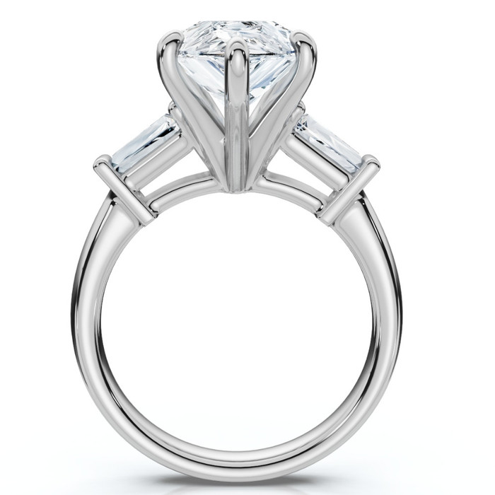 5 3/4Ct Certified Pear & Baguette Diamond Engagement Ring 14k Gold Lab grown