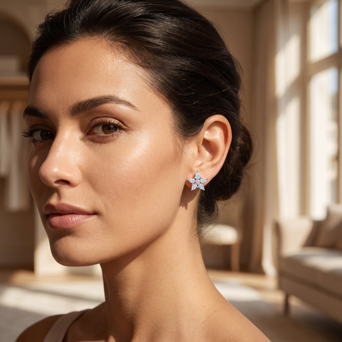 2Ct Pear Shape Cluster Diamond Earrings 14k Gold Lab Grown Women's