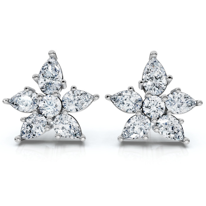 2Ct Pear Shape Cluster Diamond Earrings 14k Gold Lab Grown Women's