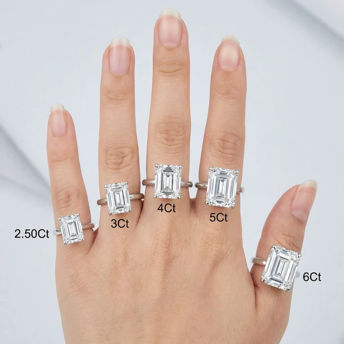 Certified 2 1/2 - 6Ct Emerald Cut Diamond Engagement Ring 14k Gold Lab Grown