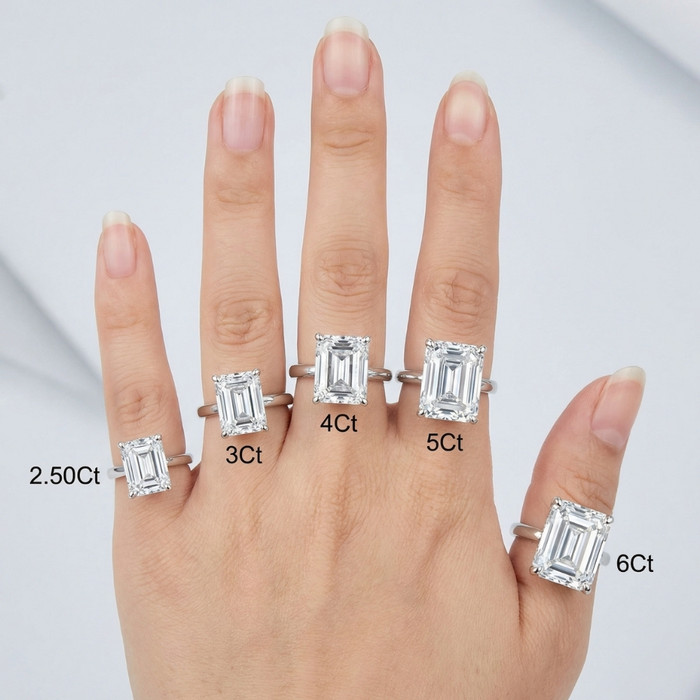 Certified 2 1/2 - 6Ct Emerald Cut Diamond Engagement Ring 14k Gold Lab Grown