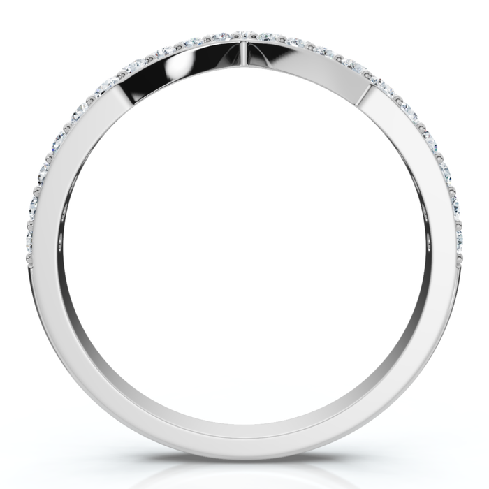 1/5Ct V Shape Curved Lab Grown Diamond Wedding Ring 10k White Gold