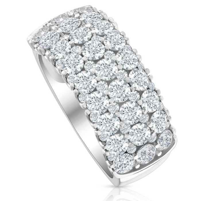 2 3/4Ct Lab Grown Diamond Wedding Ring 10k White Gold