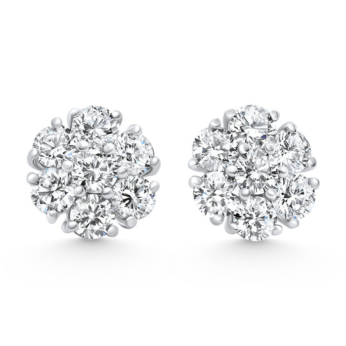 3.60Ct Diamond Cluster Pave Studs Screwback Earrings 14k Gold Lab Grown