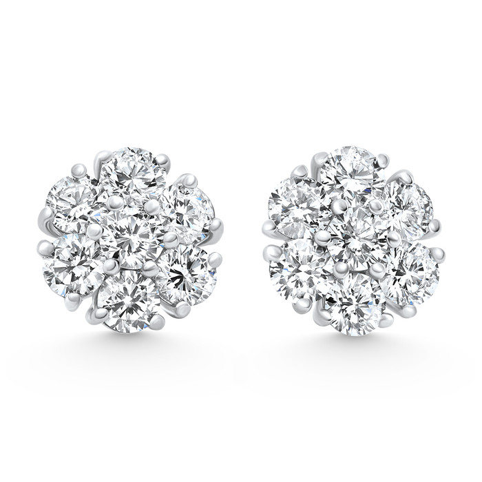 3.60Ct Diamond Cluster Pave Studs Screwback Earrings 14k Gold Lab Grown