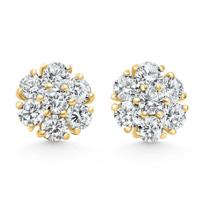 3.60Ct Diamond Cluster Pave Studs Screwback Earrings 14k Gold Lab Grown