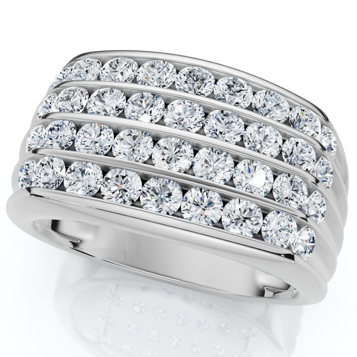 Men's 2Ct Diamond Ring Gold Multi Row Wedding Anniversary Band Lab Grown
